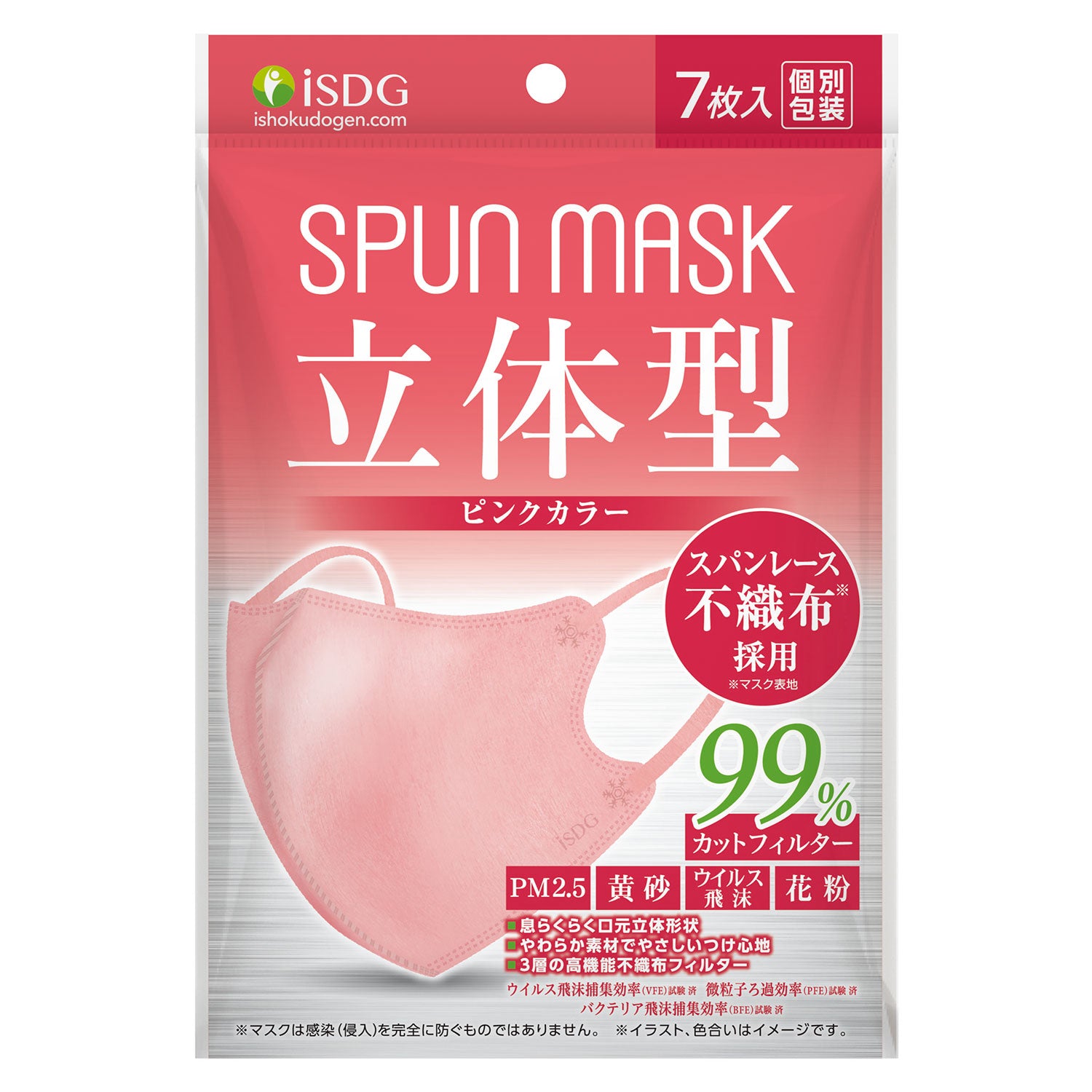 3D Spun Mask Pink 7 Pack Medical Masks ISDG   